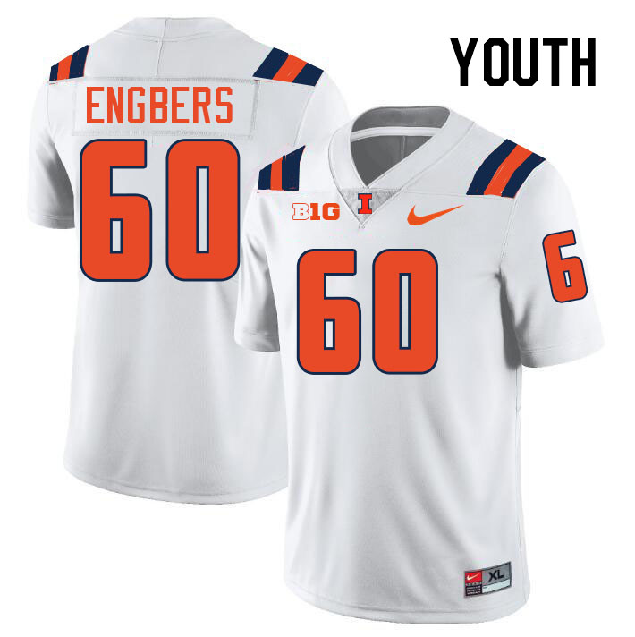 Youth #60 Joep Engbers Illinois Fighting Illini College Football Jerseys Stitched-White